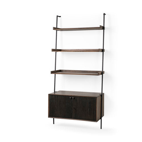 Grace Two-Toned Brown Wood Three Shelf Shelving Unit