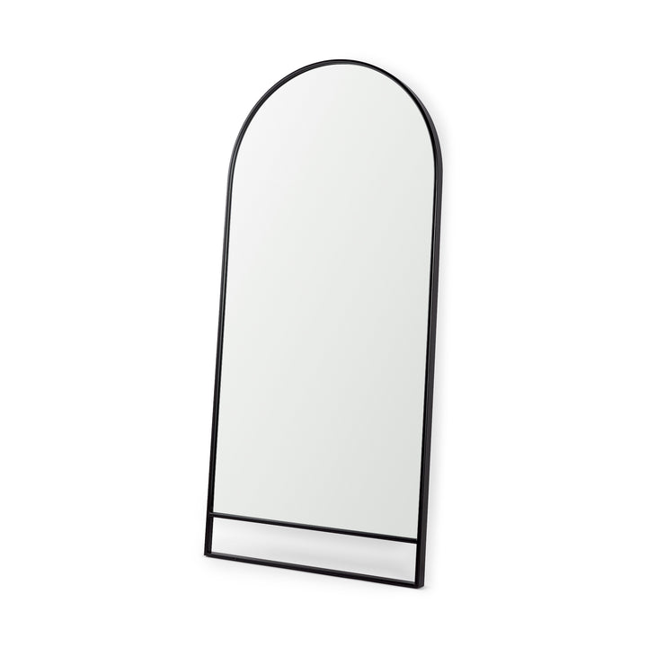 Sadie Black Metal Rounded Arch Floor Mirror