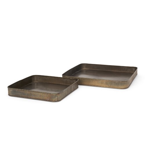 Varun Square Antiqued Brass Metal Tray