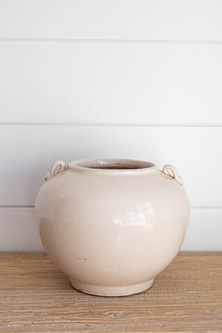 Cream Glazed Vintage Pot Vase