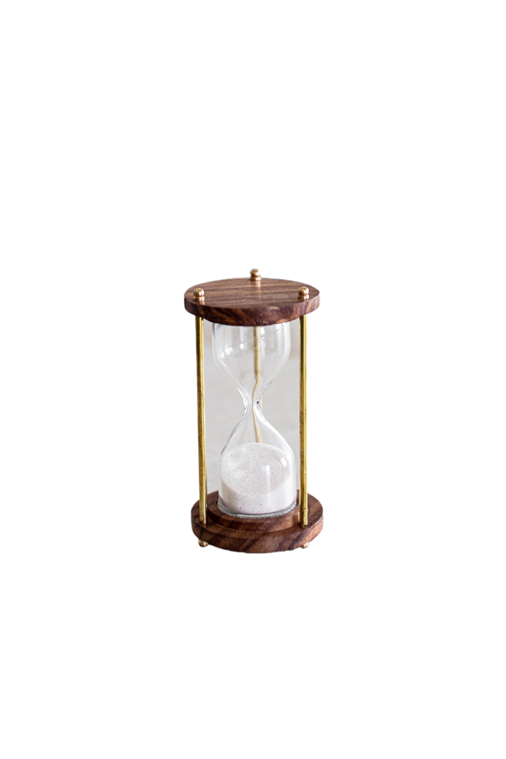 Brass & Solid Wood Antique Hourglass