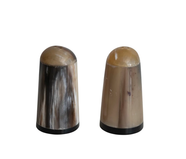 Horn Salt & Pepper Shakers, Set of 2 (Each One Will Vary)