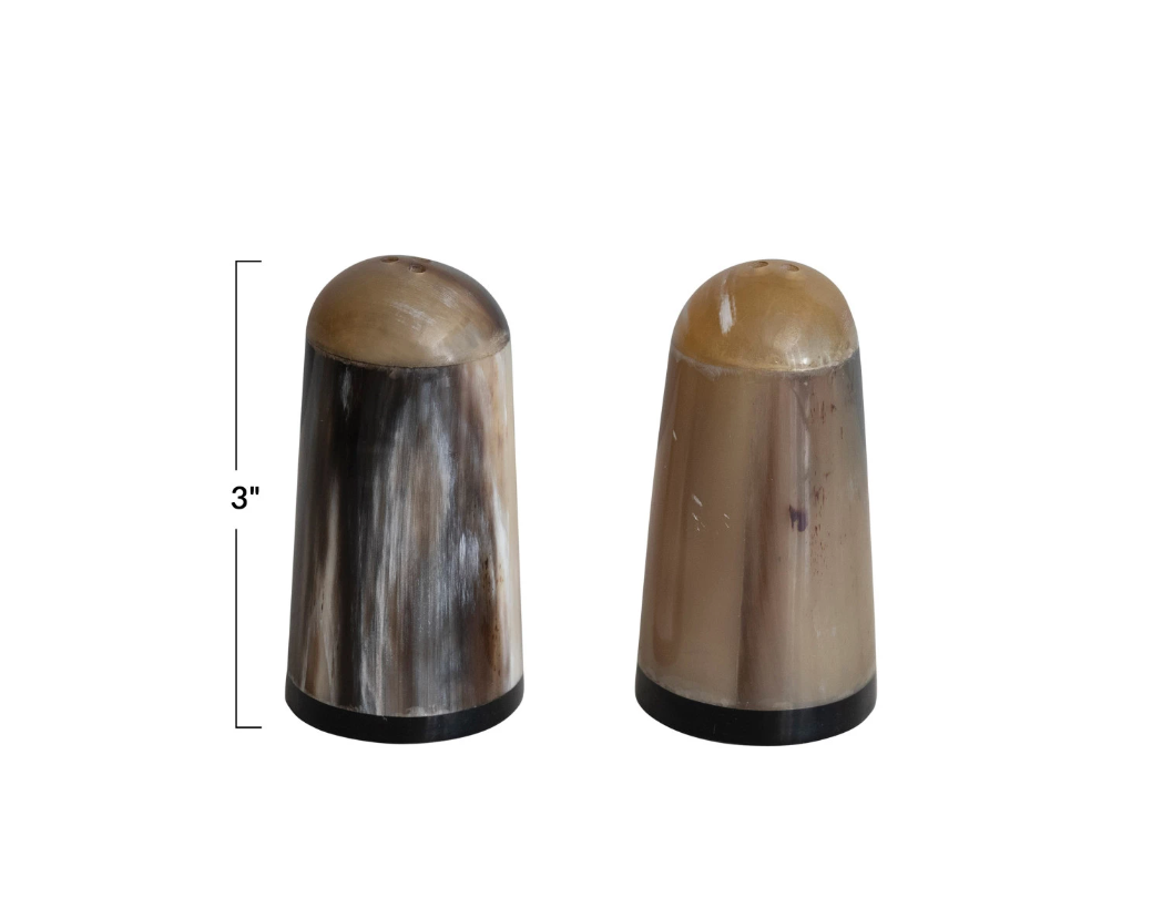 Horn Salt & Pepper Shakers, Set of 2 (Each One Will Vary)