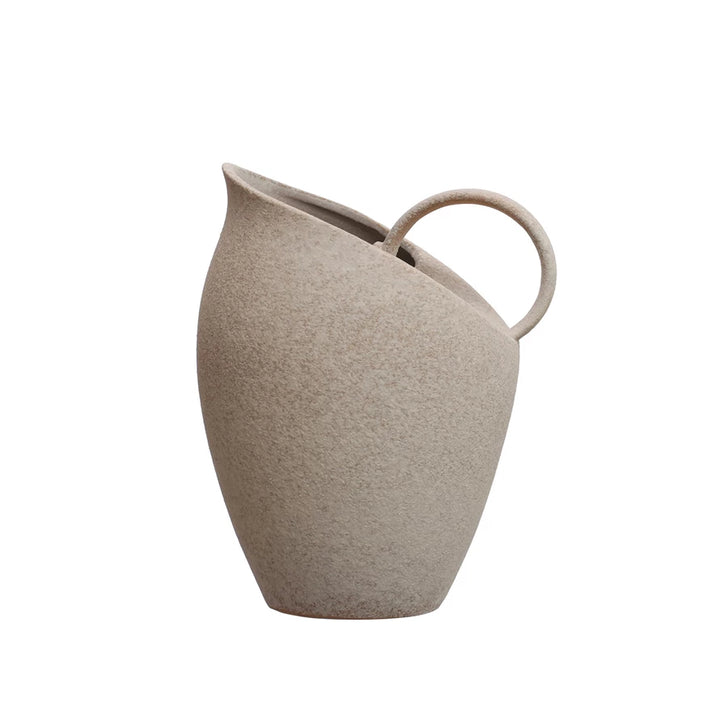 2-1/2 Quart Textured Stoneware Pitcher, Reactive Glaze, White (Each One Will Vary)