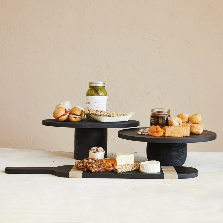 Mango Wood Pedestal, Black