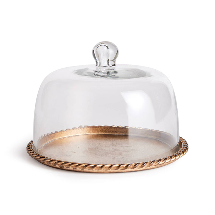 Braiden Tray With Cloche Small: GOLD / GLASS/CAST IRON