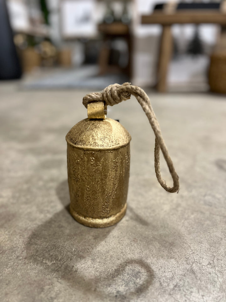 GOLD METAL TIBETAN INSPIRED DECORATIVE COW BELLS