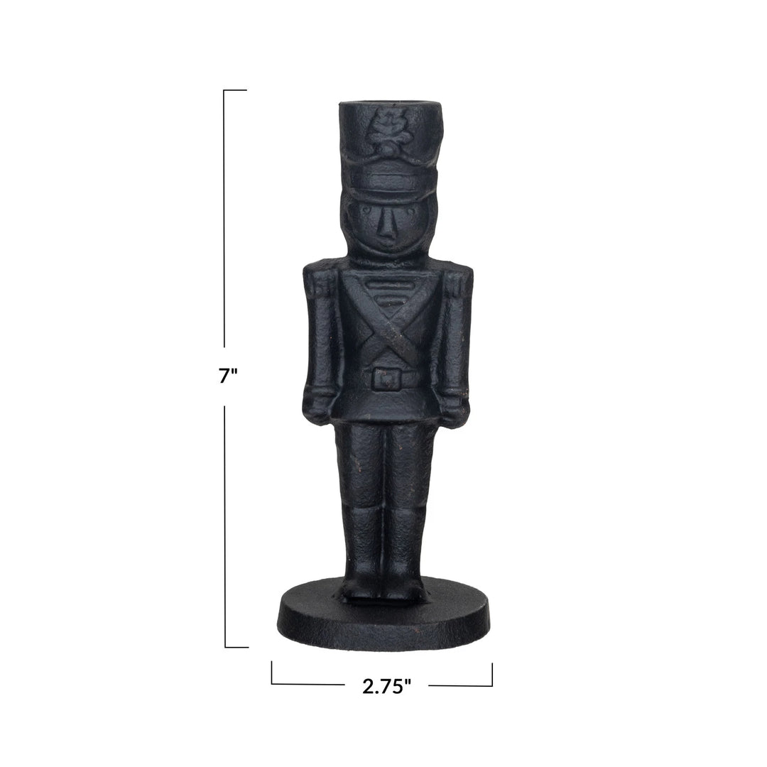 Cast Iron Soldier Shaped Taper Holder, Black, 2 sizes