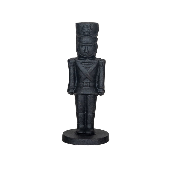 Cast Iron Soldier Shaped Taper Holder, Black, 2 sizes