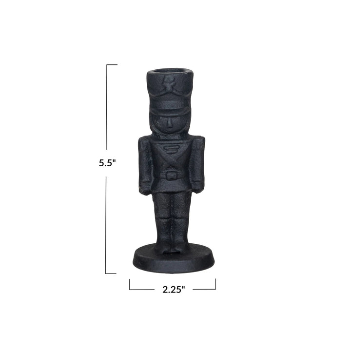 Cast Iron Soldier Shaped Taper Holder, Black, 2 sizes