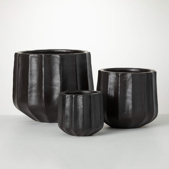 Black Fluted Pots